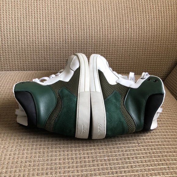 Salvatore Ferragamo Men's White Green Leather High Tops